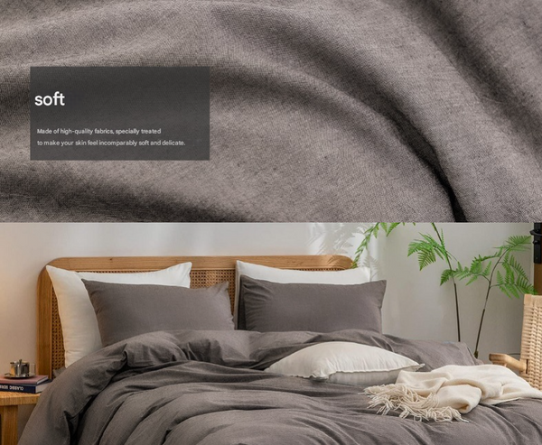 Elosung Silver Grey 1.8M Duvet Cover 180*220Cm Luxurious Soft Brushed Microfiber 4 Piece Bedding Set Pure Color Double With Fitted Sheet Quilt Covers