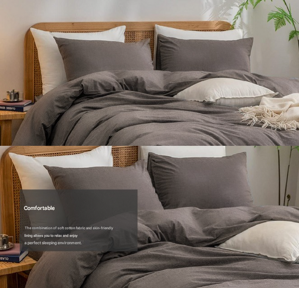 Elosung Silver Grey 1.8M Duvet Cover 180*220Cm Luxurious Soft Brushed Microfiber 4 Piece Bedding Set Pure Color Double With Fitted Sheet Quilt Covers