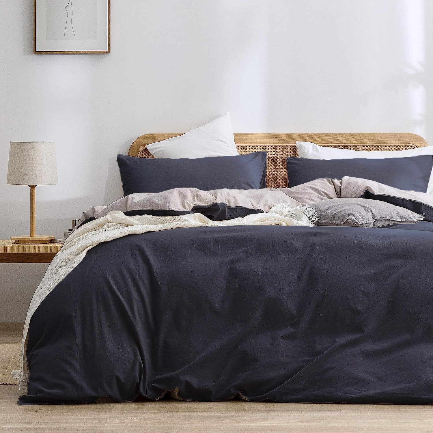 Elosung Iris Blue 1.8M (Duvet Cover 180*220Cm) Luxurious Soft Brushed Microfiber 4 Piece Bedding Set Pure Color Double With Fitted Sheet Quilt Covers