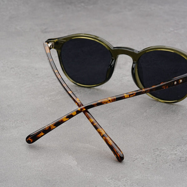 Elosung 2 Pairs Sand Black Frame With White Sheet Round Polarized Uv Protection Sunglasses