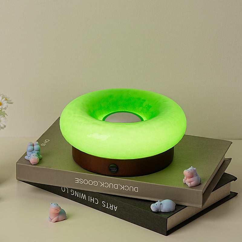Elosung Green Donut Table Lamp Rechargeable Touch Control Led Lamps