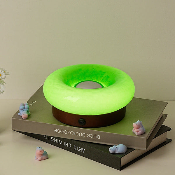 Elosung Green Donut Table Lamp Rechargeable Touch Control Led Lamps