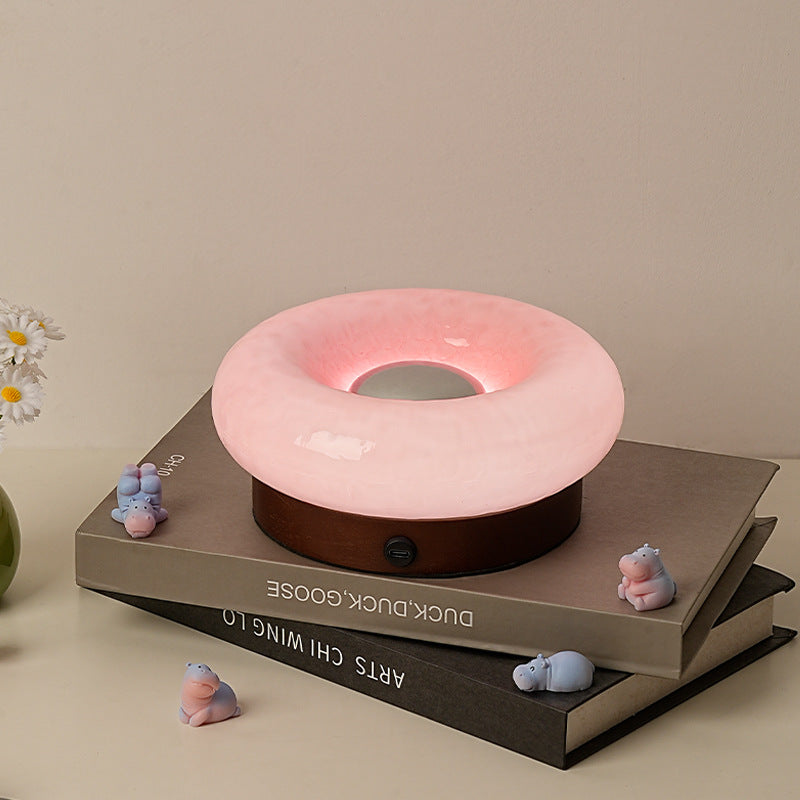 Elosung Pink Donut Table Lamp Rechargeable Touch Control Led Lamps