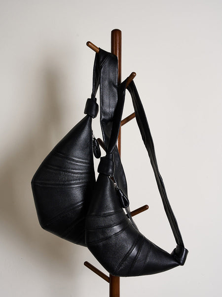 Elosung Small Black Stylish Croissant Crossbody Bag Elegant Horn Shaped Design With Lazy Chic Vibes Women's Bags & Handbags