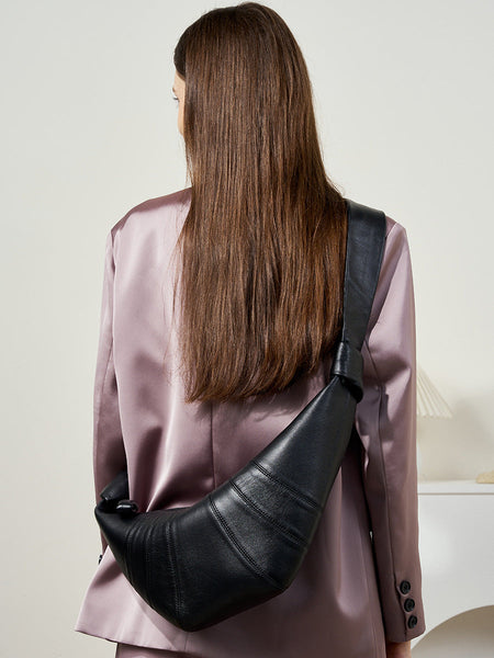 Middle Coffee Stylish Croissant Crossbody Bag Elegant Horn Shaped Design With Lazy Chic Vibes Women's Bags & Handbags