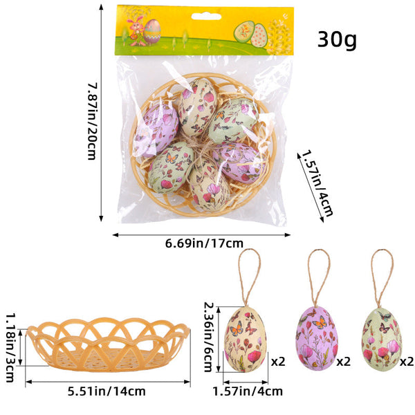 Elosung 1 Sets Of Butterfly Five Six Each Easter Egg Hanging Ornament With Creative Woven Basket Festive Decor For Home Scenes Seasonal Decorations