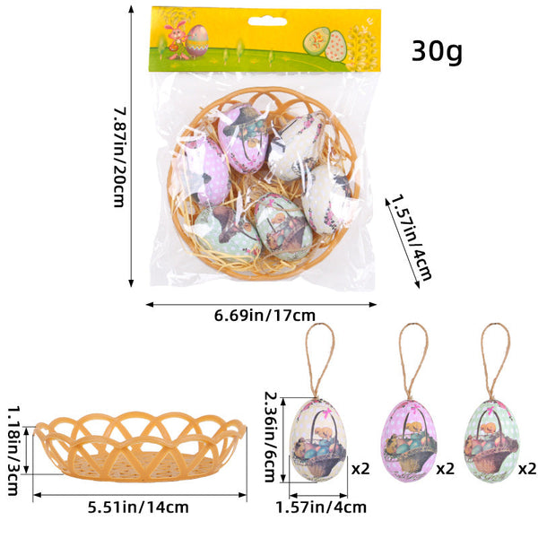 Elosung Hamper Five Sets Of Six Each Easter Egg Hanging Ornament With Creative Woven Basket Festive Decor For Home Scenes Seasonal Decorations
