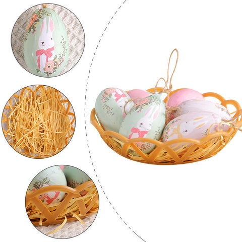 Elosung Hamper Five Sets Of Six Each Easter Egg Hanging Ornament With Creative Woven Basket Festive Decor For Home Scenes Seasonal Decorations
