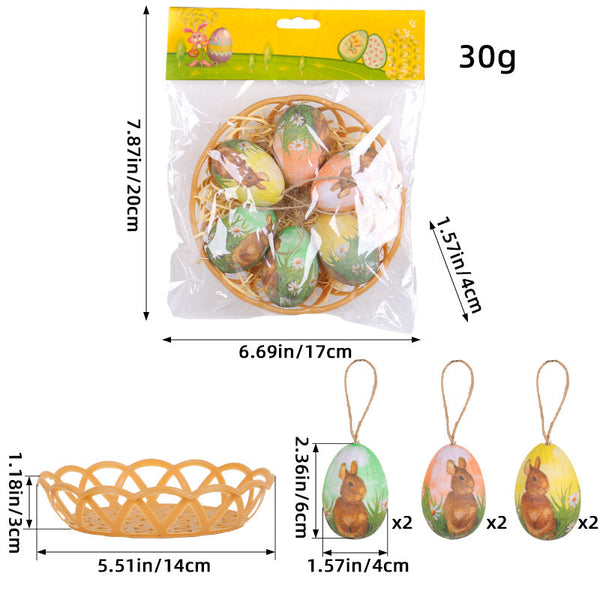 Elosung Brown Rabbits Five Sets Of Six Easter Egg Hanging Ornaments With Woven Basket Festive Decor Seasonal Decorations
