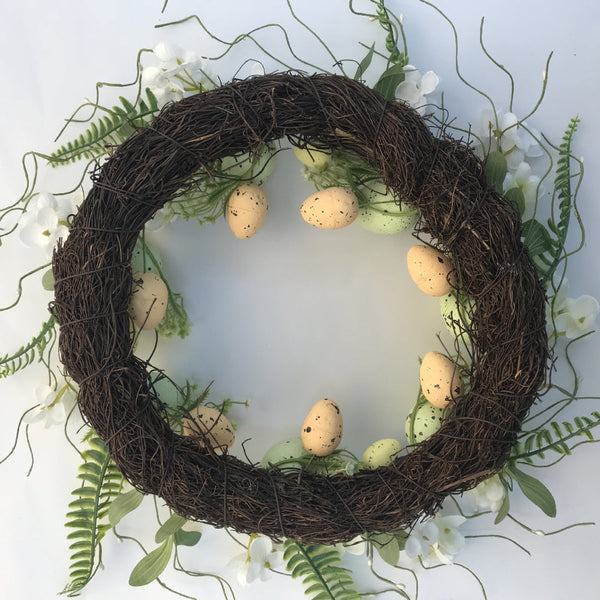 Elosung Elegant 45Cm Easter Wreath Vibrant Egg And Floral Design For Festive Door Decor Seasonal Decorations