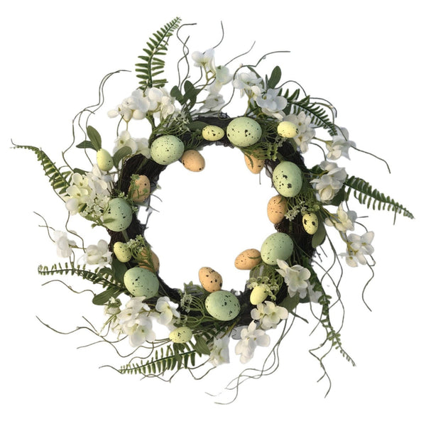 Elosung Elegant 45Cm Easter Wreath Vibrant Egg And Floral Design For Festive Door Decor Seasonal Decorations