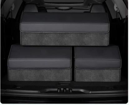 Extra Large Tumbled Leather Black Foldable Car Trunk Storage Box Large Capacity Insertable Rear Organizer Tool Storage Organisers