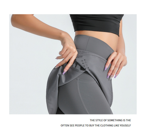 L Grey Women's High Waist Athletic Skort With Built In Shorts Breathable Quick Dry Running Skirt Phone Pocket Activewear Skirts & Skorts