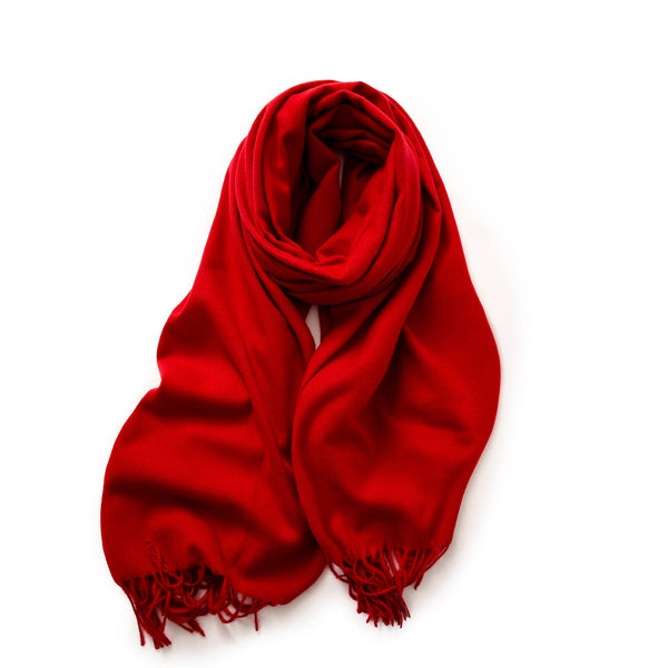 Elosung Jujube Red 2 Pcs Faux Cashmere Solid Color Scarf Shawl With Tassels Warm Korean Style Wrap (180Cm X 70Cm) Scarves & Wraps