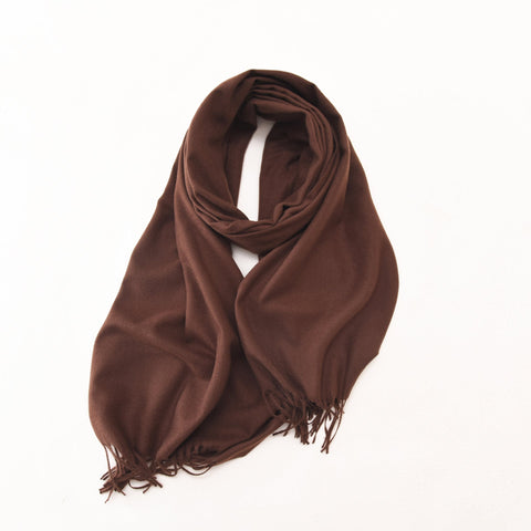Coffee 2 Pcs Skin Red Solid Color Scarf Shawl With Tassels Warm Korean Style Wrap (180Cm X 70Cm) Scarves & Wraps