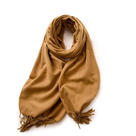 Camel 2 Pcs Skin Red Solid Color Scarf Shawl With Tassels Warm Korean Style Wrap (180Cm X 70Cm) Scarves & Wraps