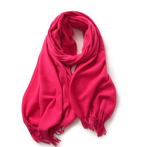 Elosung Light Pink 2 Pcs Skin Red Solid Color Scarf Shawl With Tassels Warm Korean Style Wrap (180Cm X 70Cm) Scarves & Wraps