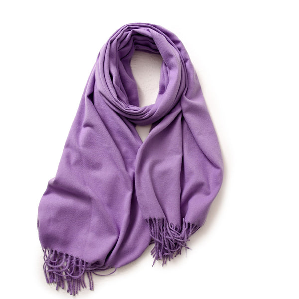 Elosung Purple 2 Pcs Skin Red Solid Color Scarf Shawl With Tassels Warm Korean Style Wrap (180Cm X 70Cm) Scarves & Wraps