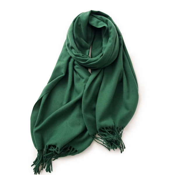 Elosung Green 2 Pcs Skin Red Solid Color Scarf Shawl With Tassels Warm Korean Style Wrap (180Cm X 70Cm) Scarves & Wraps