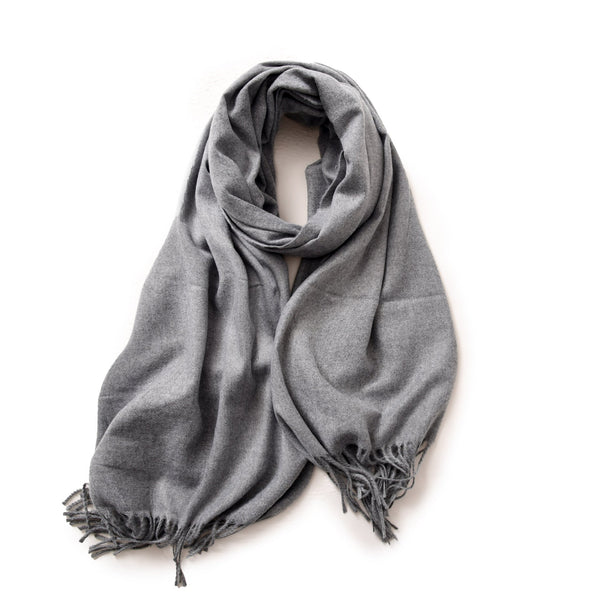 Grey 2 Pcs Skin Red Solid Color Scarf Shawl With Tassels Warm Korean Style Wrap (180Cm X 70Cm) Scarves & Wraps