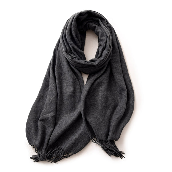 Elosung Dark Grey 2 Pcs Skin Red Solid Color Scarf Shawl With Tassels Warm Korean Style Wrap (180Cm X 70Cm) Scarves & Wraps