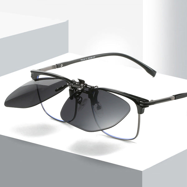Quicksilver 2 Piece Flip Up Clip On Set For Glasses Uv Protective Square Polarized Lenses Driving Sunglasses