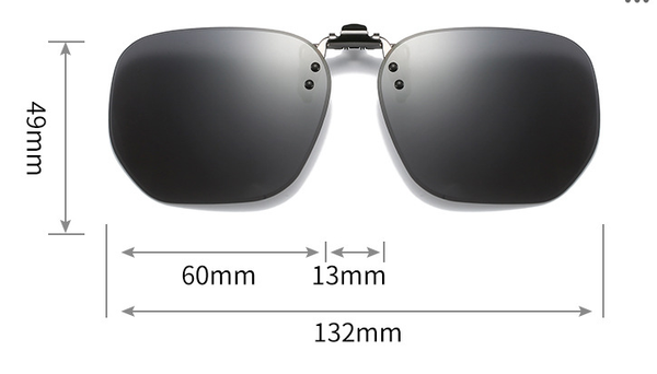 Quicksilver 2 Piece Flip Up Clip On Set For Glasses Uv Protective Square Polarized Lenses Driving Sunglasses