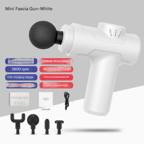 White Portable Mini Massage Gun For Deep Tissue Adjustable Impact Neck Massager With Rechargeable Battery Massagers