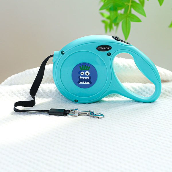 Green Grey Monster 5M Cartoon Retractable Dog Leash For Golden Retriever & Poodle Puppies Durable Tangle Free Pet Walking Essential Leads & Head Colla