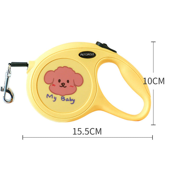 Green Wonderful 5M Cartoon Retractable Dog Leash For Golden Retriever & Poodle Puppies Durable Tangle Free Pet Walking Essential Leads & Head Collars