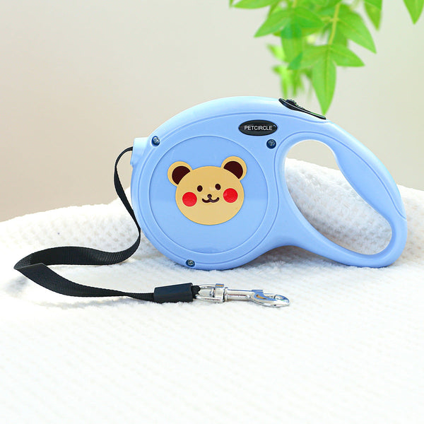 Blue Bear Wonderful 5M Cartoon Retractable Dog Leash For Golden Retriever & Poodle Puppies Durable Tangle Free Pet Walking Essential Leads & Head Coll