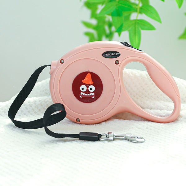Pink Monster 5M Cartoon Retractable Dog Leash For Golden Retriever & Poodle Puppies Durable Tangle Free Pet Walking Essential Leads & Head Collars