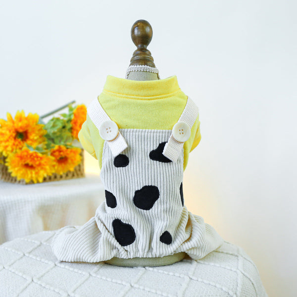 Elosung Xs Cow Bib Pants Cute Four Legged Dog Clothes Spring/Summer Pet Outfit Soft & Breathable Dog Clothing & Shoes