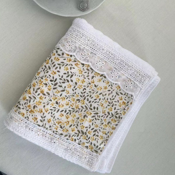 Elosung 2 Pcs Yellow Cotton Face Towel Thick Soft And Floral Comfort Towels & Washcloths