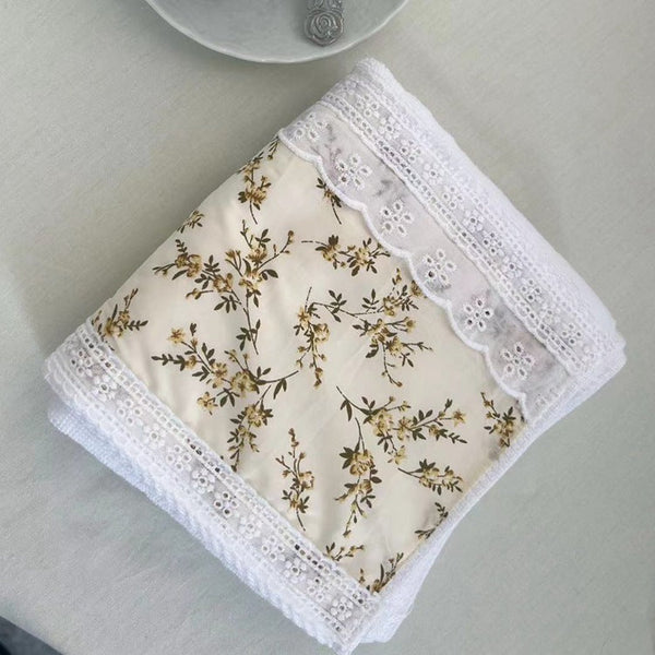 Elosung 1 Sets Of 2 Pcs Yellow Floral Cotton Face Towels Thick Soft Adult Washcloths 35X75cm Towels & Washcloths