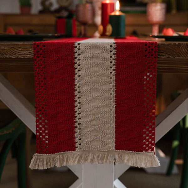 Red White Inspired Chinese Table Runner With Retro Ambiance 30X200cm Table Runners