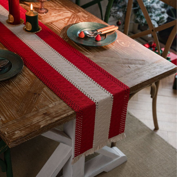 Red White Inspired Chinese Table Runner With Retro Ambiance 30X200cm Table Runners