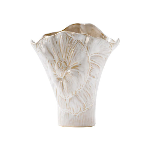 Elegant White Vintage Ceramic Vase Decorative Home Accessories With Floral Details Vases