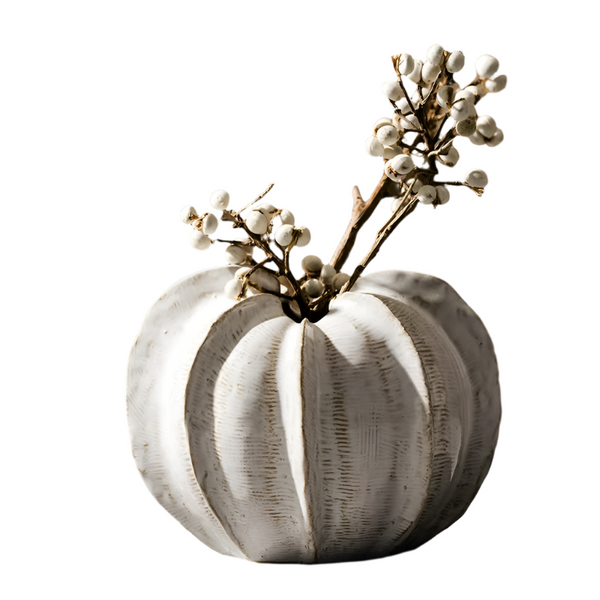 Elegant White Ceramic Pumpkin Shaped Vase Modern Decorative Home Accent For Table Centerpiece Vases