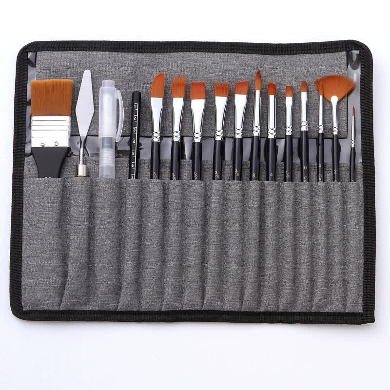 Dark Blue With Hint Of Black 18 Piece Multi Purpose Nylon Hair Watercolor Brush Set Artists Brushes