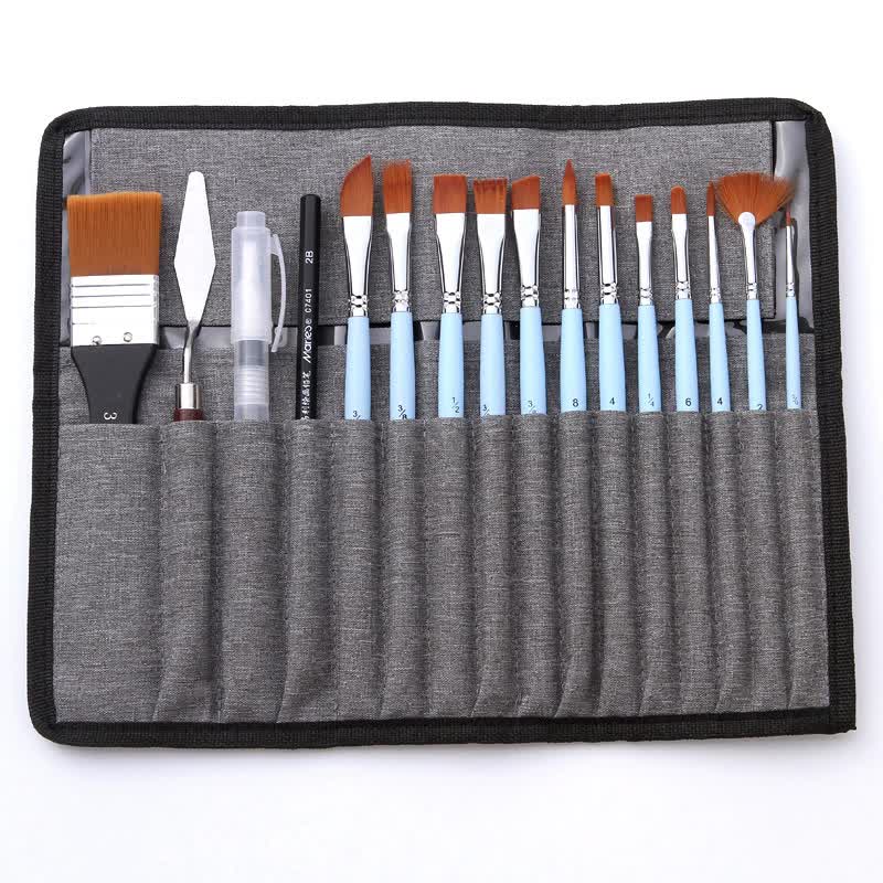 Light Blue 18 Piece Multi Purpose Nylon Hair Watercolor Brush Set Professional Painting Tools For Artists Artists Brushes