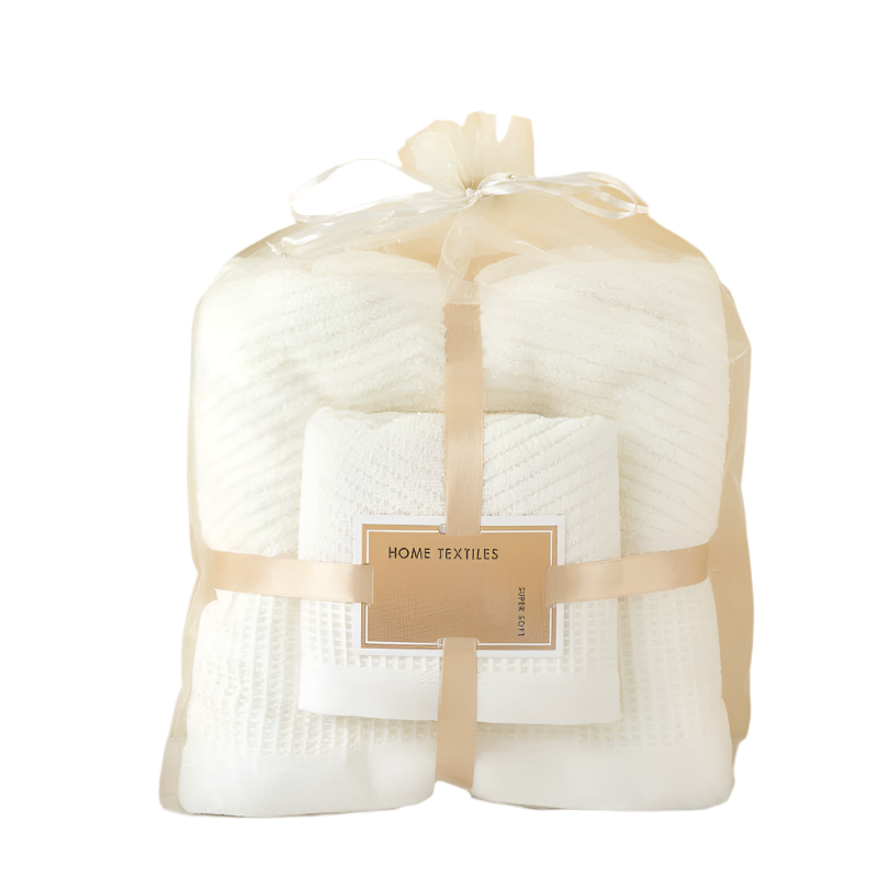 Beige Solid Colour Diagonal Stripe Towel Set Luxurious Bath And Hand Towels Towels & Washcloths