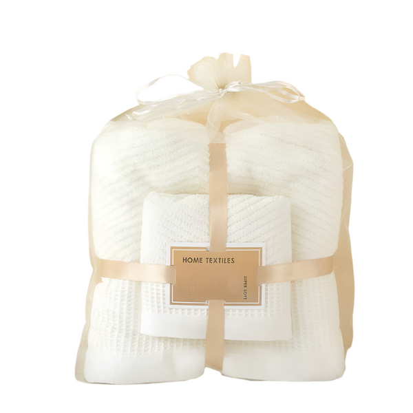 Beige Solid Colour Diagonal Stripe Towel Set Luxurious Bath And Hand Towels Towels & Washcloths