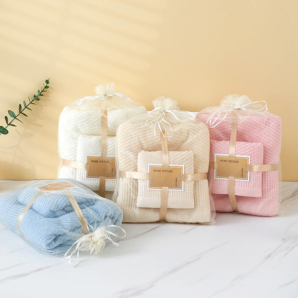 Beige Solid Color Diagonal Stripe Towel Set Luxurious Bath And Hand Towels For Home Use 140*70Cm Face 75*35Cm Towels & Washcloths