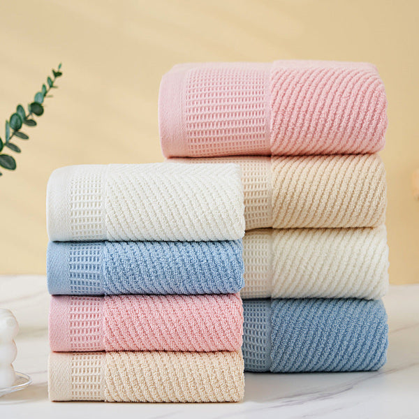 Beige Solid Colour Diagonal Stripe Towel Set Luxurious Bath And Hand Towels Towels & Washcloths