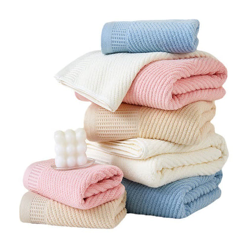 Elosung Blue Solid Color Diagonal Stripe Towel Set Luxurious Bath And Hand Towels For Home Use 140*70Cm Face 75*35Cm Towels & Washcloths
