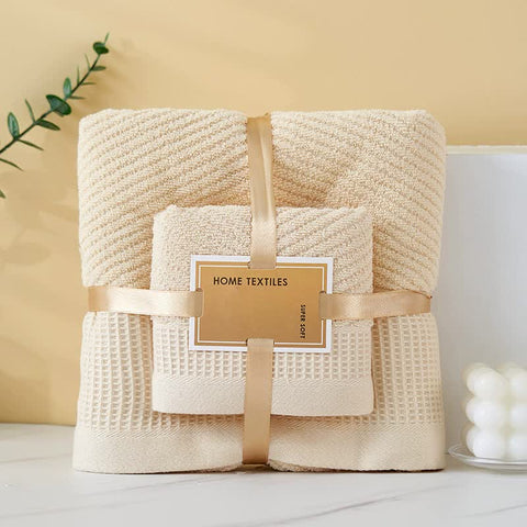 Elosung Camel Solid Color Diagonal Stripe Towel Set Luxurious Bath And Hand Towels For Home Use 140*70Cm Face 75*35Cm Towels & Washcloths