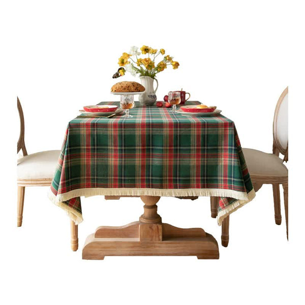 Plaid Fabric Tablecloth | Classic English Red And Green For Dining Party Decoration 90*140Cm Table Cloths