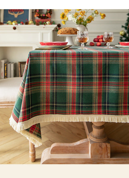 Plaid Fabric Tablecloth | Classic English Red And Green For Dining Party Decoration 120*120Cm Table Cloths