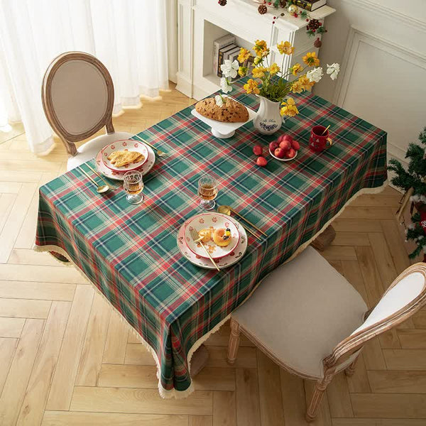Plaid Fabric Tablecloth | Classic English Red And Green For Dining Party Decoration 100*160Cm Table Cloths